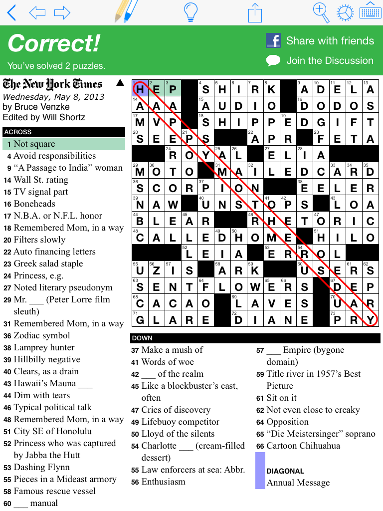 Here's some screen snapshots of some recent NYT crosswords